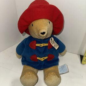 W Tags PADDINGTON PLUSH VTG 11” Bear Red Hat Blue Jacket Vintage Kids Gifts Toy